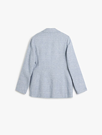 Uzun Kollu Cep Detaylı Kruvaze Blazer Ceket