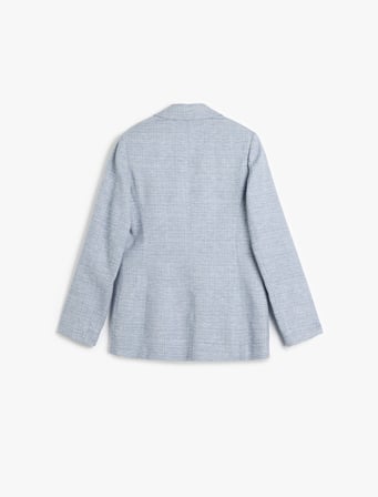 Uzun Kollu Cep Detaylı Kruvaze Blazer Ceket