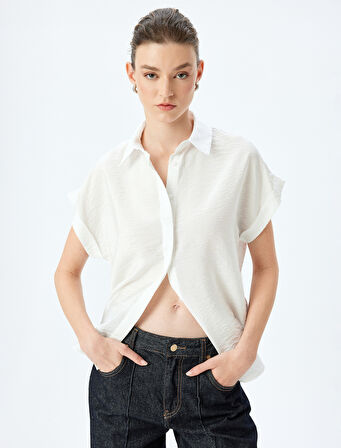 Viskon Kumaş Klasik Yaka Kısa Kollu Gömlek