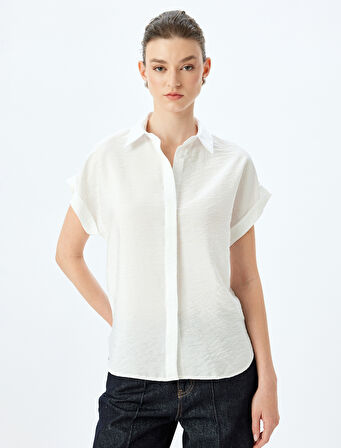 Viskon Kumaş Klasik Yaka Kısa Kollu Gömlek