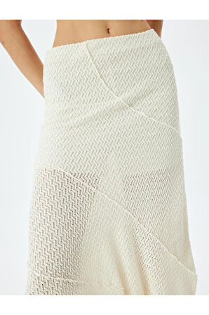 Koton Yarım Astarlı Transparan Dantel Kloş Uzun Kadın Etek 5Sak70002Pw