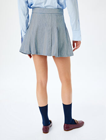 Standart Bel Kalın Pileli Mini Etek