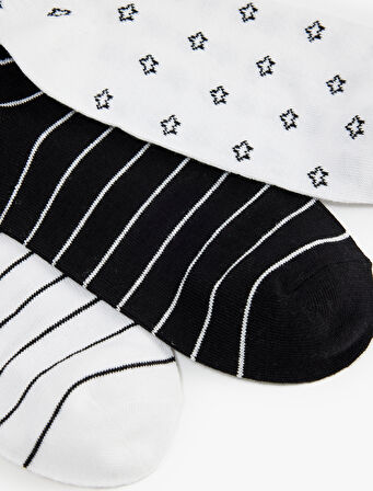 Yıldız Desenli Pamuklu 3'lü Soket Çorap Seti