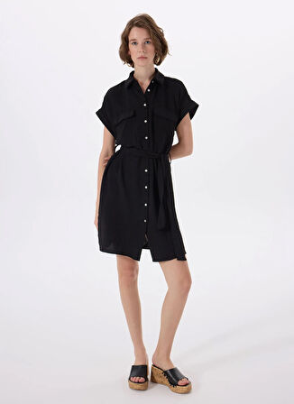 Koton V Yaka Siyah Diz Üstü Kadın Elbise 5SAK80027PW