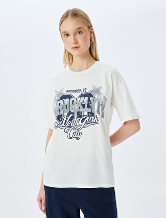 Koton Kadın T-shirt 5SAL10038IK EKRU