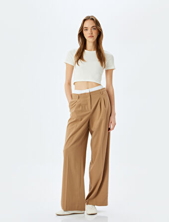 Basic Kısa Kollu Bisiklet Yaka Slim Fit Crop Kaşkorse Tişört