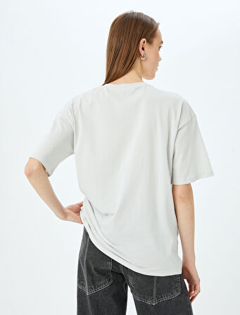 Baskılı Rahat Kalıp Kısa Kollu Bisiklet Yaka Tişört