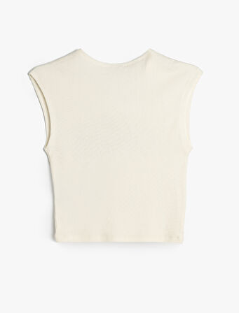 Slogan Baskılı Kolsuz Bisiklet Yaka Tişört