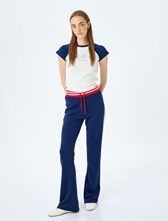 Baskılı Renk Bloklu Slim Fit Kısa Kollu Tişört