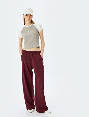 Yıldız Baskılı Reglan Kollu Bisiklet Yaka Kaşkorse Slim Fit Tişört