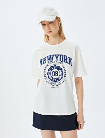 Kolej Baskılı Bisiklet Yaka Kısa Kollu Tişört