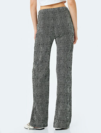 Beli Bağcıklı Geniş Paça Pantolon