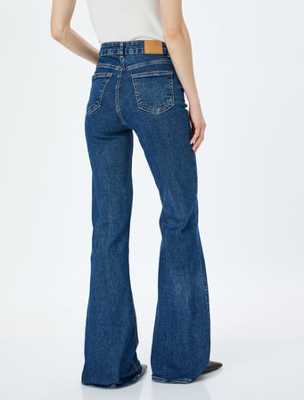 Yüksek Bel Slim Fit İspanyol Paça Kot Pantolon  -  Flare Jean