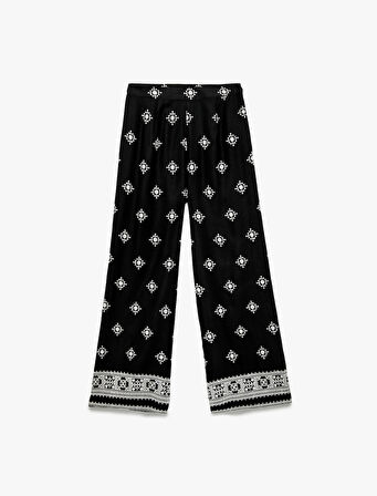 Nakış Detaylı Normal Bel Geniş Paça Pantolon