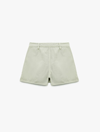 Kargo Cep Detaylı Düğmeli Pamuklu Mini Şort Etek