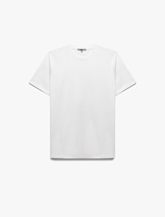 Pamuklu Kısa Kollu Slim Fit Bisiklet Yaka Erkek Basic Tişört