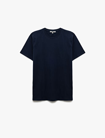 Pamuklu Kısa Kollu Slim Fit Bisiklet Yaka Erkek Basic Tişört
