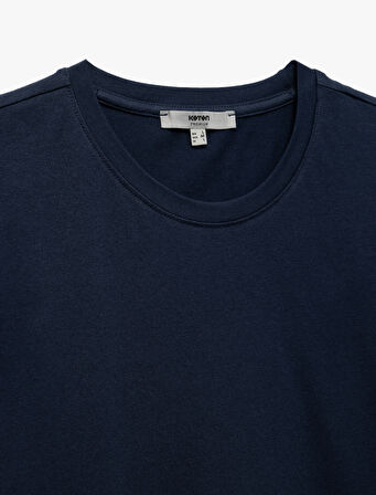 Pamuklu Kısa Kollu Slim Fit Bisiklet Yaka Erkek Basic Tişört