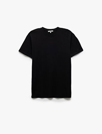 Pamuklu Kısa Kollu Slim Fit Bisiklet Yaka Erkek Basic Tişört