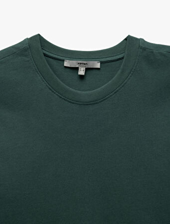Pamuklu Kısa Kollu Bisiklet Yaka Basic Erkek Slim Fit Tişört