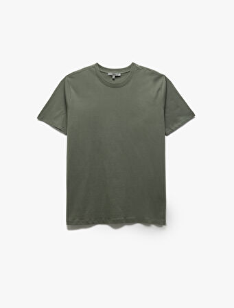 Pamuklu Kısa Kollu Bisiklet Yaka Basic Erkek Slim Fit Tişört