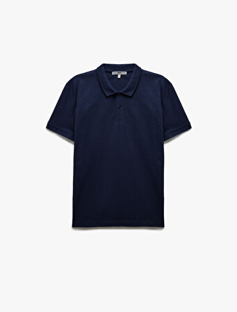 Kısa Kollu Pamuklu Pike Kumaş Polo Yaka Slim Fit Tişört