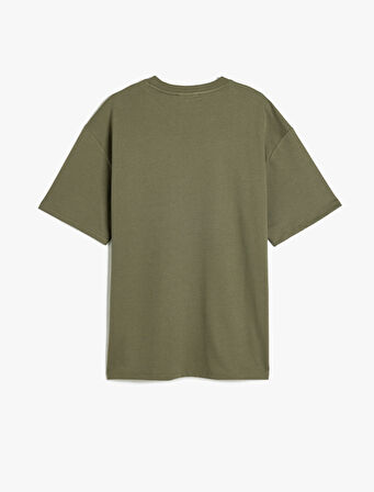 Basic Bisiklet Yaka Pamuklu Tok Kumaş Kısa Kollu Oversize Tişört