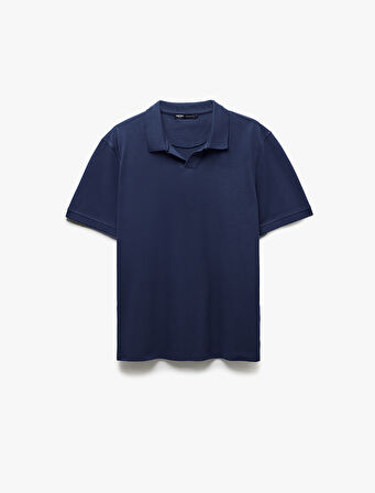 Pamuklu Pike Kumaş Kısa Kollu Regular Fit V Yaka Polo Tişört