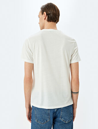 Bisiklet Yaka Kısa Kollu Viskon Karışımlı Basic Slim Fit Tişört