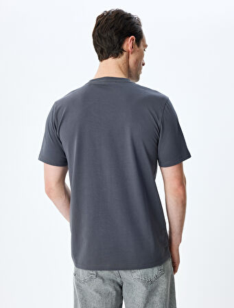 Bisiklet Yaka Slim Fit Kısa Kollu Pamuklu Slogan Baskılı Tişört