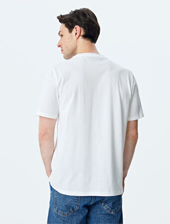 Bisiklet Yaka Regular Fit Pamuklu Kısa Kollu Slogan Baskılı Tişört