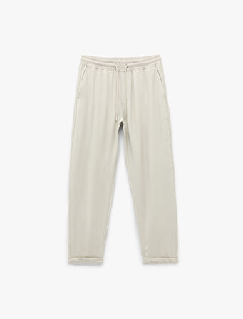 Viskon Cep Detaylı Rayon Tapered Beli Bağcıklı Eşofman Pantolon