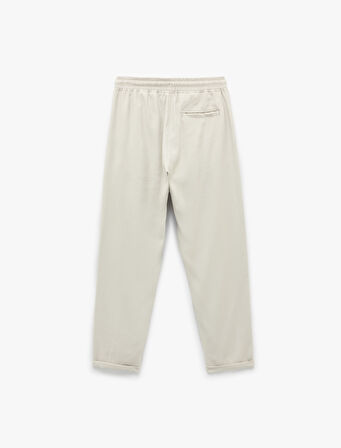 Viskon Cep Detaylı Rayon Tapered Beli Bağcıklı Eşofman Pantolon