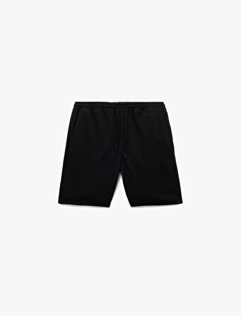 Viskon Karışımlı Cep Detaylı Bermuda Slim Fit Beli Bağcıklı Şort