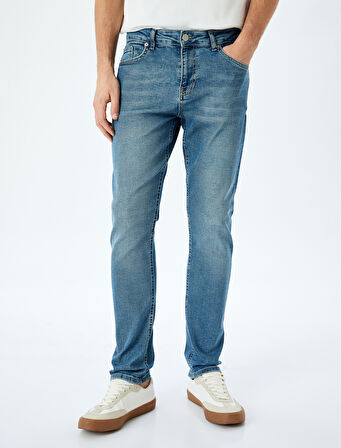 Pamuklu Düğmeli Slim Fit Jean Pantolon - Brad Jean
