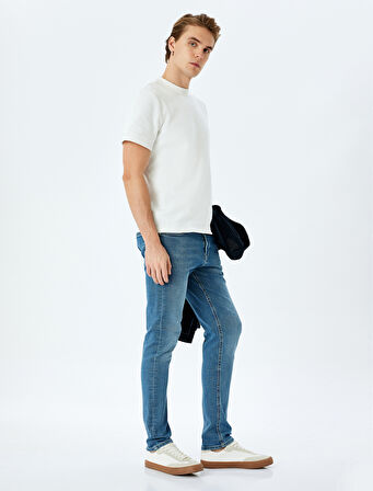 Pamuklu Düğmeli Slim Fit Jean Pantolon - Brad Jean