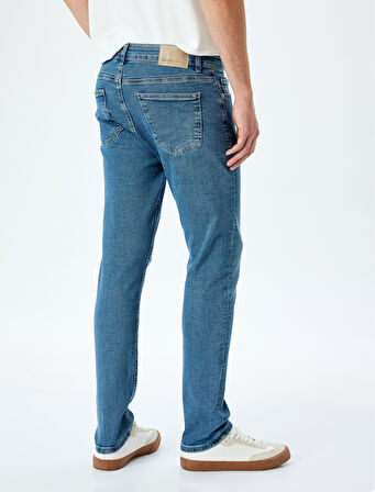 Pamuklu Düğmeli Slim Fit Jean Pantolon - Brad Jean