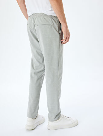 Slim Fit Cep Detaylı Viskon Karışımlı Beli Bağcıklı Pantolon