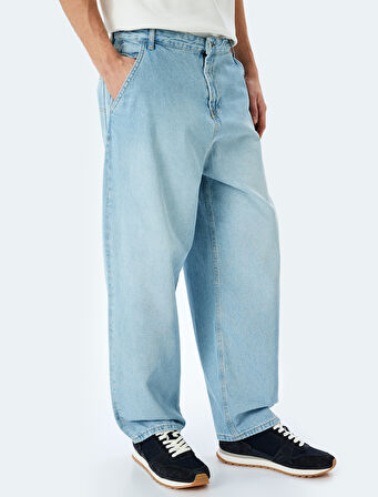 Normal Bel Pamuklu Chino Cep Detaylı Bol Skater Jean Pantolon