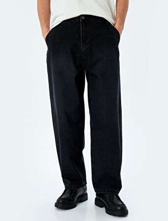 Normal Bel Pamuklu Chino Cep Detaylı Loose Fit Jean Pantolon