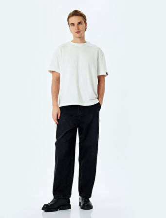 Normal Bel Pamuklu Chino Cep Detaylı Loose Fit Jean Pantolon