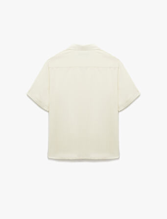 Kısa Kollu Devrik Yaka Düğmeli Viskon Gömlek