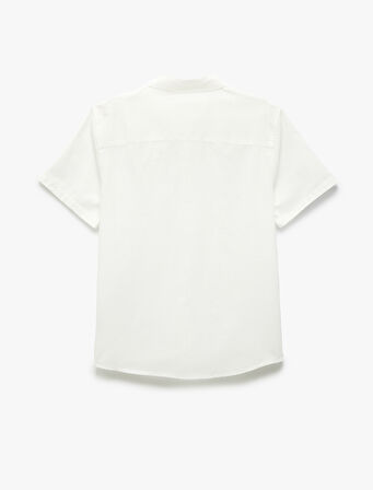Kısa Kollu Pamuklu Cep Detaylı Slim Fit Gömlek