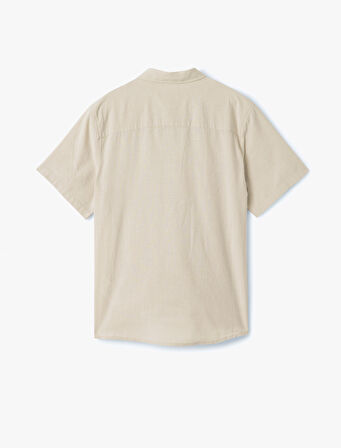 Kısa Kollu Pamuklu Cep Detaylı Slim Fit Gömlek