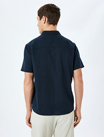 Kısa Kollu Pamuklu Cep Detaylı Slim Fit Gömlek