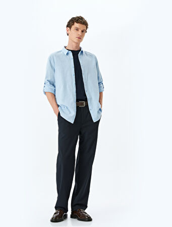 Uzun Kollu Pamuklu Kol Detaylı Klasik Gömlek