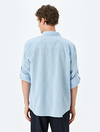 Uzun Kollu Pamuklu Kol Detaylı Klasik Gömlek