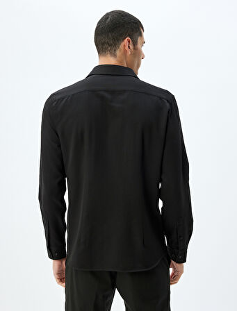 Klasik Gömlek Uzun Kollu Yarım İtalyan Yaka Pamuk Karışımlı