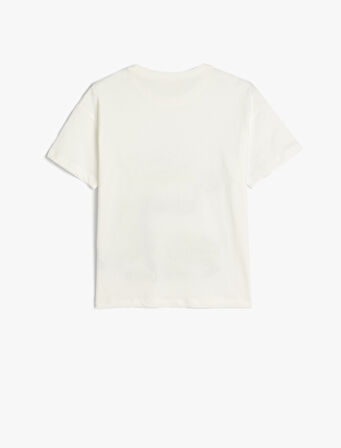 Grafiti Baskılı Kısa Kollu Bisiklet Yaka Oversize Tişört 