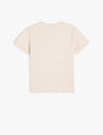 Slogan Baskılı Bisiklet Yaka Kısa Kollu Pamuklu Tişört